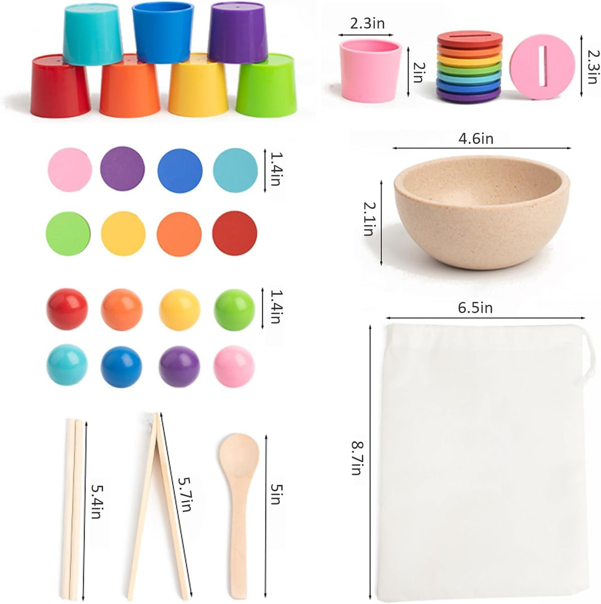Juguete sensorial Montessori de madera para clasificar el color de los
