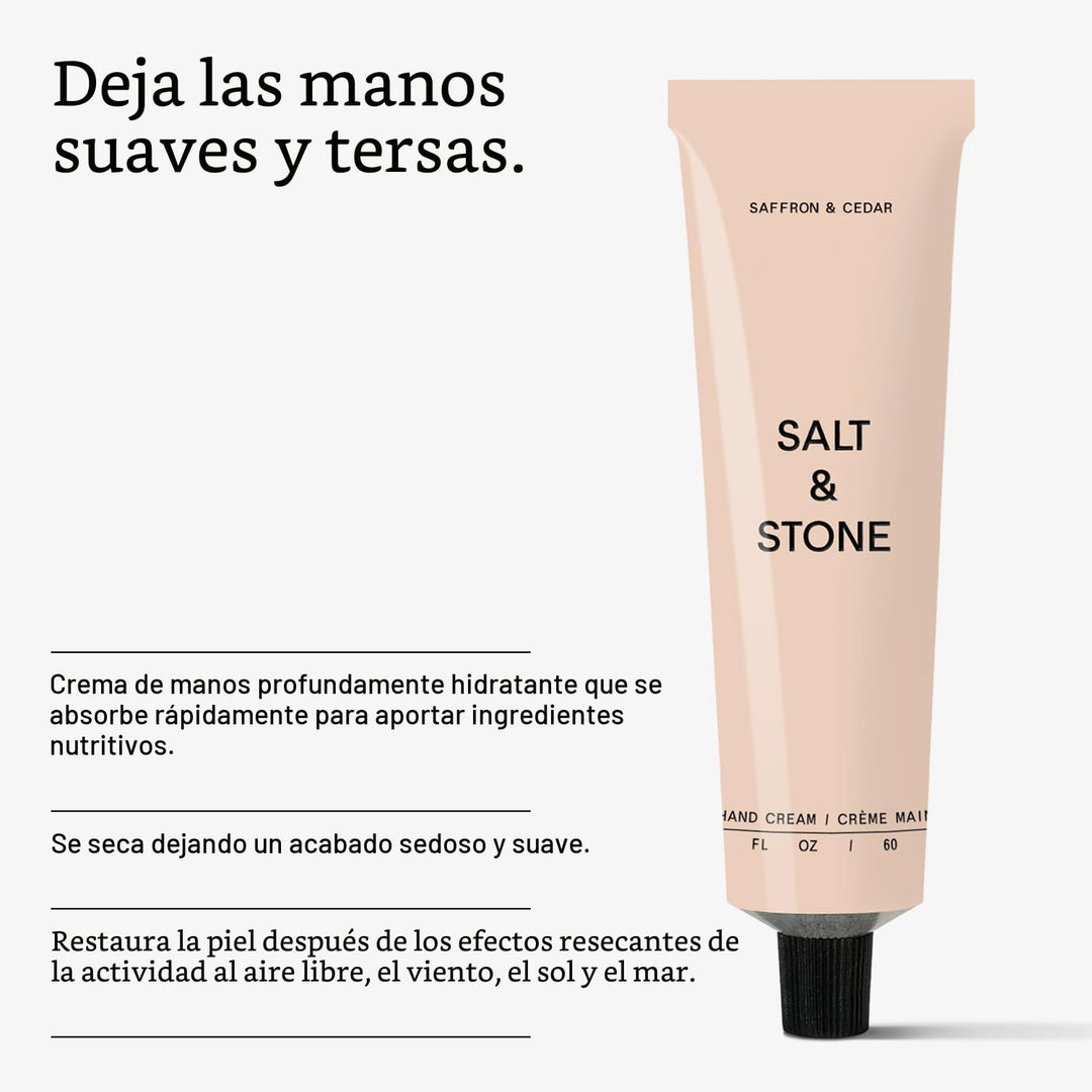 Salt &amp; Stone Crema de manos para mujeres y hombres, azafrán y c...