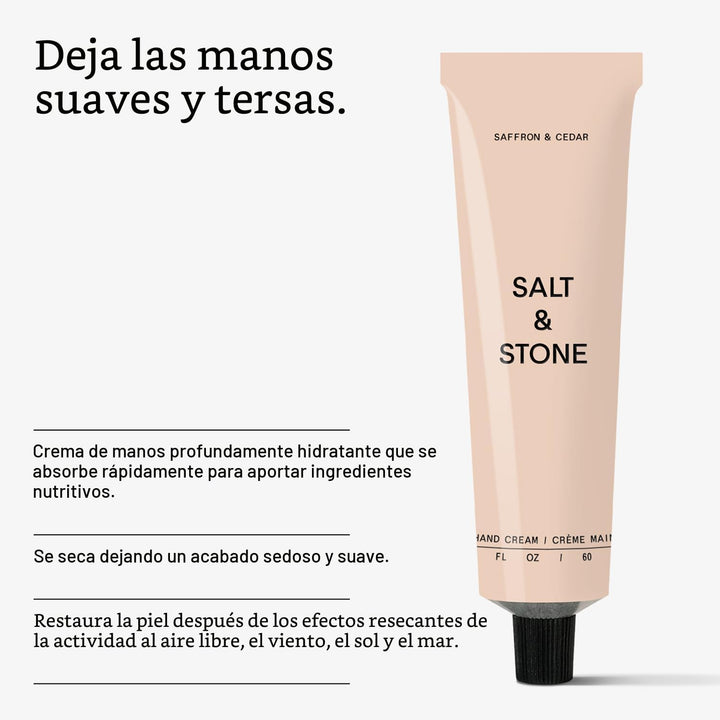 Salt &amp; Stone Crema de manos para mujeres y hombres, azafrán y c...