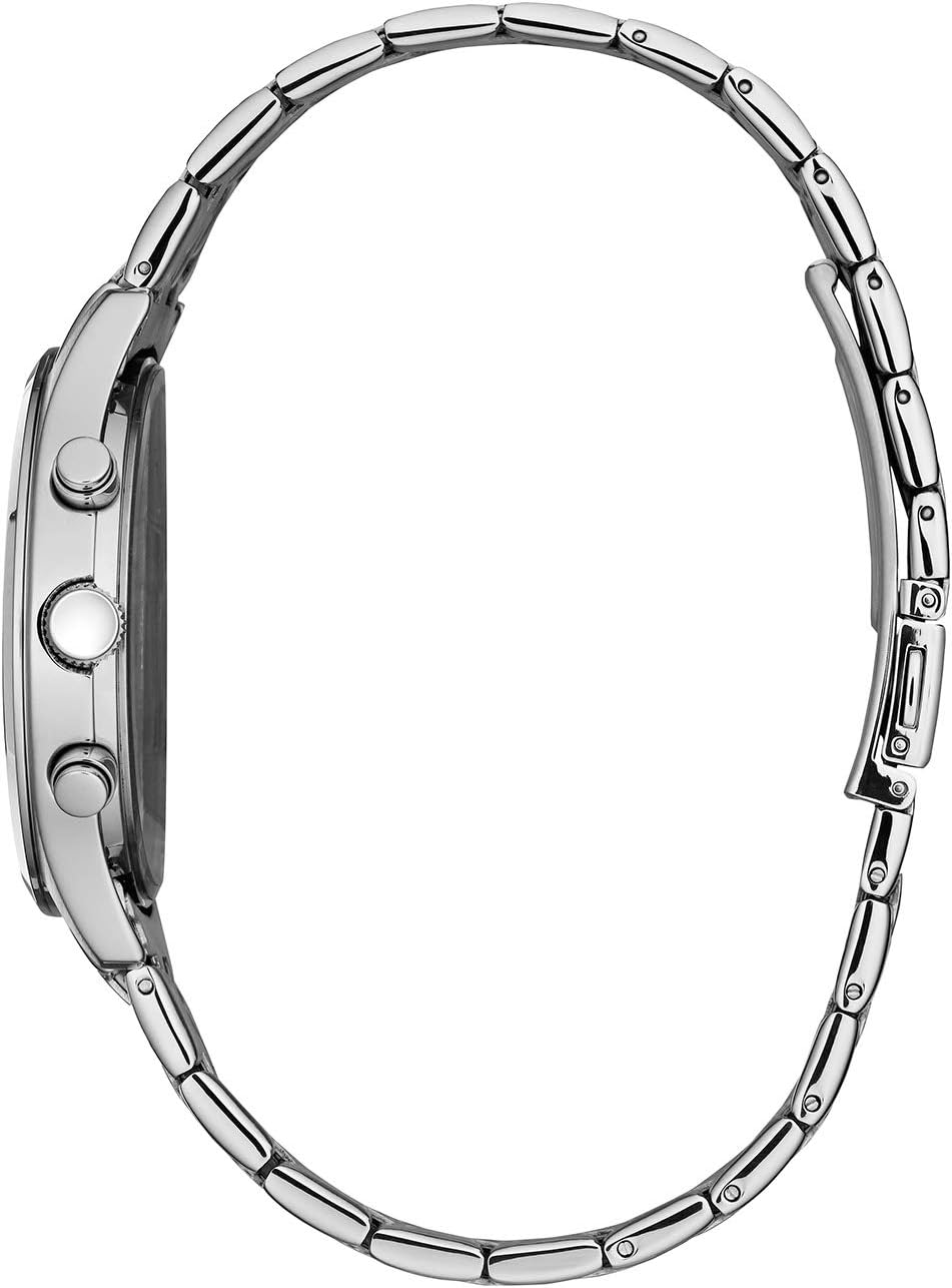 Reloj de vestir Caravelle by Bulova para hombre, de cuarzo, tono plateado, de acero inoxidable, esfera negra, Estilo: 43B158