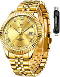 OLEVS Reloj Clásico para Hombre Diamante Analógico Lujo Acero Inoxidable a Dos Tonos Resistente al Agua con Fecha Luminous para Hombres