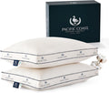 Pacific Coast Almohadas de plumas de ganso y plumón para dormir de lado y de espalda, juego de 2 unidades, tela de algodón 100% orgánico, almohadas firmes, almohadas reforzadas de la colección de