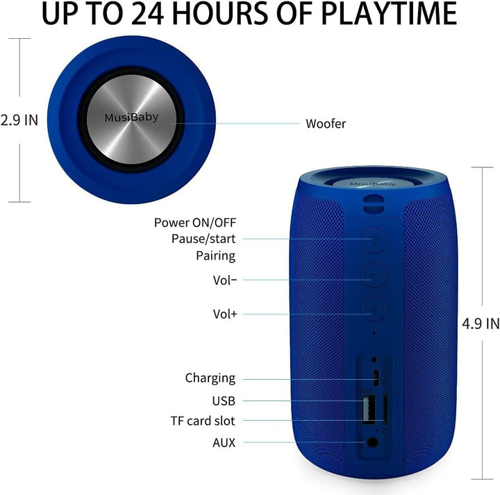 Altavoz Bluetooth, MusiBaby inalámbrico, impermeable, para exterior...