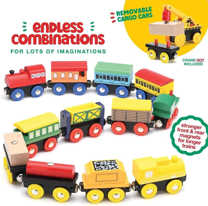 Juego de Tren de Madera de 12 Piezas - Juego Magnético de Juguetes...
