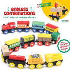 Juego de Tren de Madera de 12 Piezas - Juego Magnético de Juguetes de Tren Incluye 3 Motores - Juegos de Tren de Juguete para Niños Pequeños y Niñas - Compatible con Todas las Principales Marcas