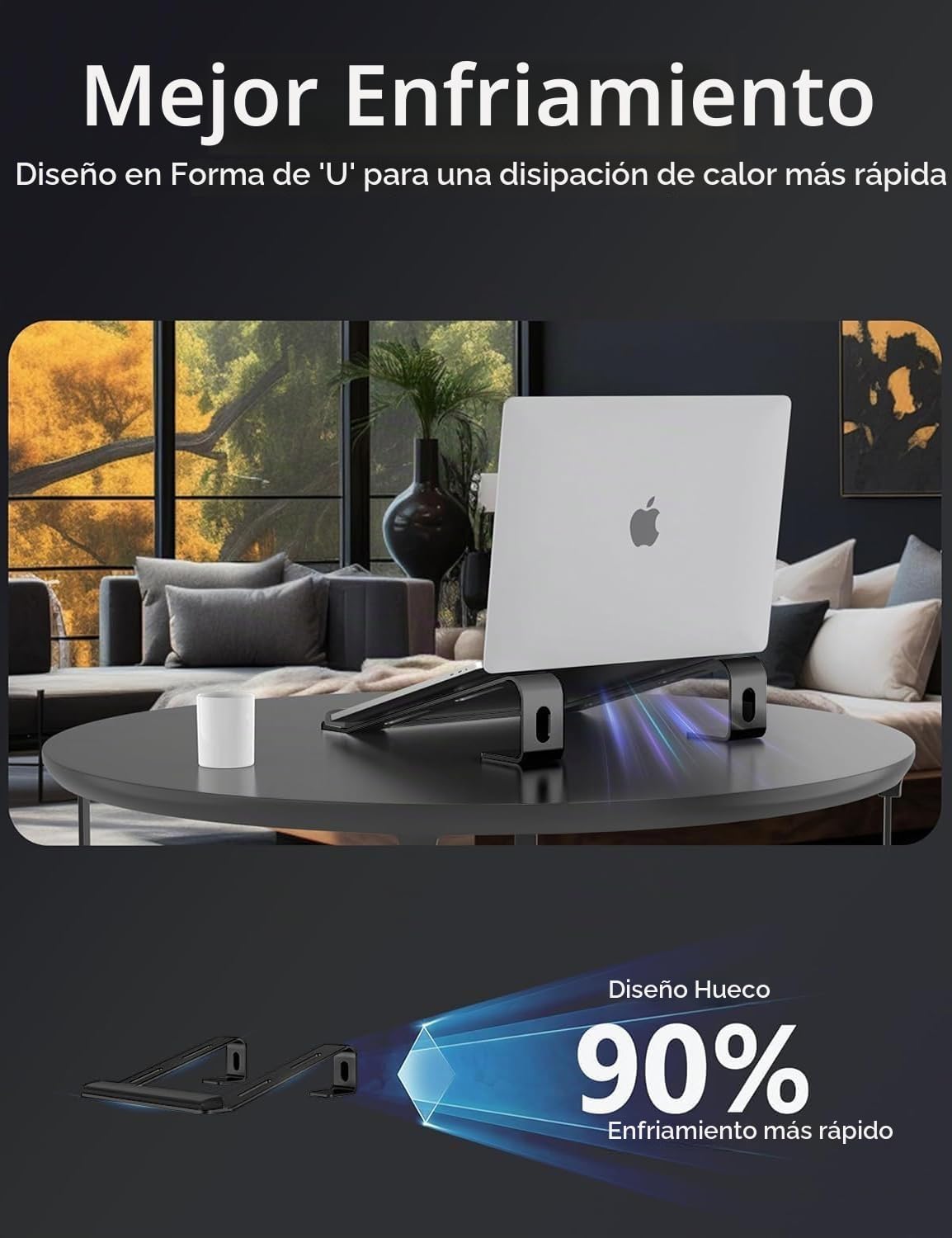 JCZT Soporte de aluminio para laptop, soporte para portátil con rep...