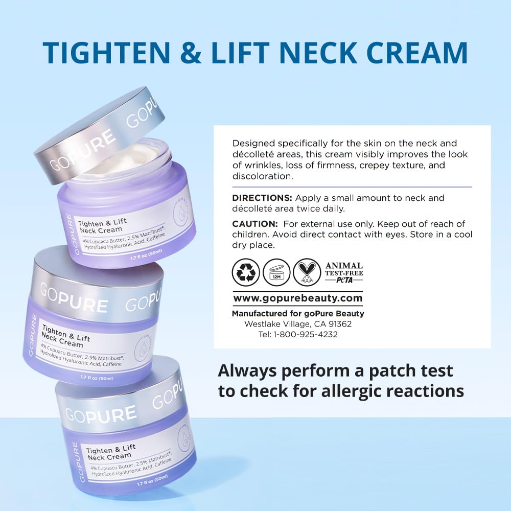 goPure Crema para apretar y levantar el cuello, clínicamente probada