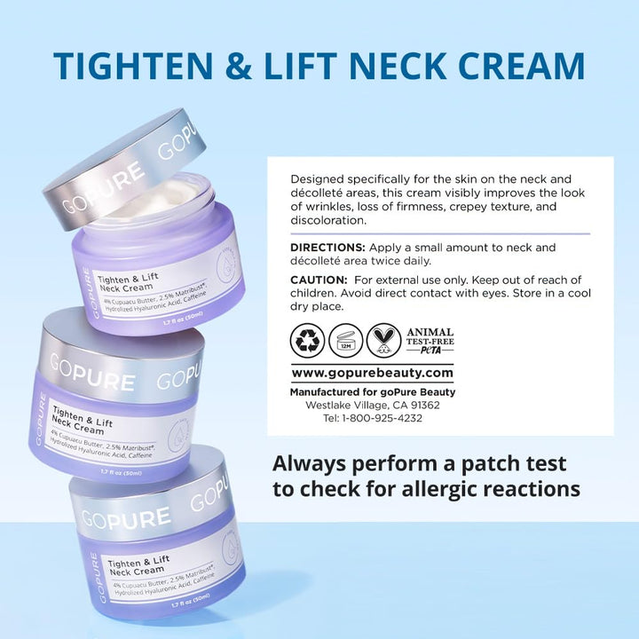 goPure Crema para apretar y levantar el cuello, clínicamente probada