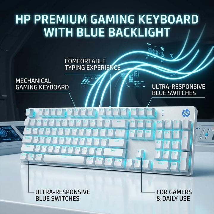 HP GK400F Teclado mecánico con cable para juegos, USB con cable de...