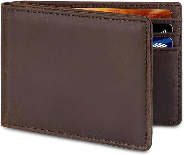 BROSHOPP Billetera Airtag para Hombres, Billetera Bifold de Cuero d...