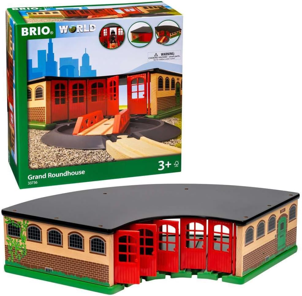 Brio World - 33736 Grand Roundhouse | Accesorio de tren de juguete de 2 piezas para niños a partir de 3 años