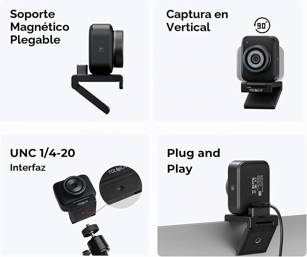 YOLOLIV YoloCam S3 Bluetooth, cámara web de transmisión 4K con sensor de 1