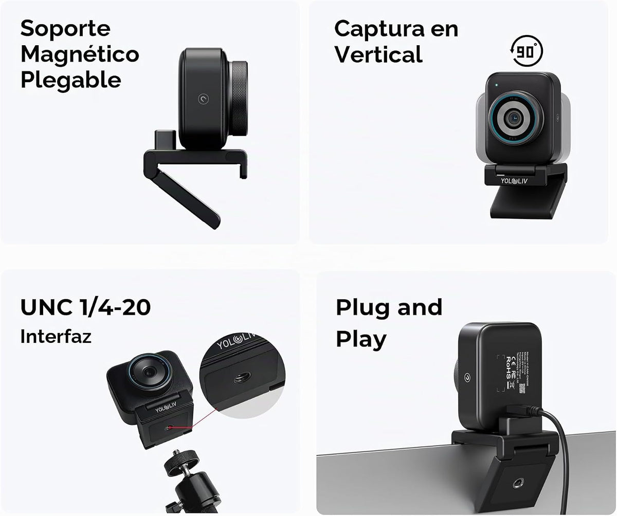YOLOLIV YoloCam S3 Bluetooth, cámara web de transmisión 4K con sensor de 1