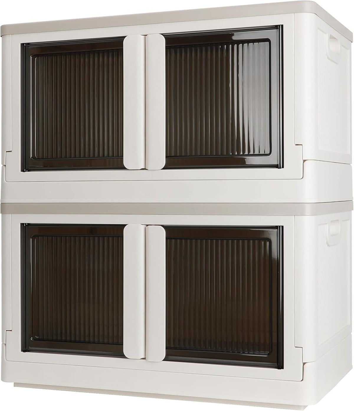 Caja de almacenamiento, gabinete con tapas, caja útil extragrande, capacidad de 19 galones (72 L) (cada uno), 2 paquetes, plegable, sin instalación, agradable para la organización del hogar