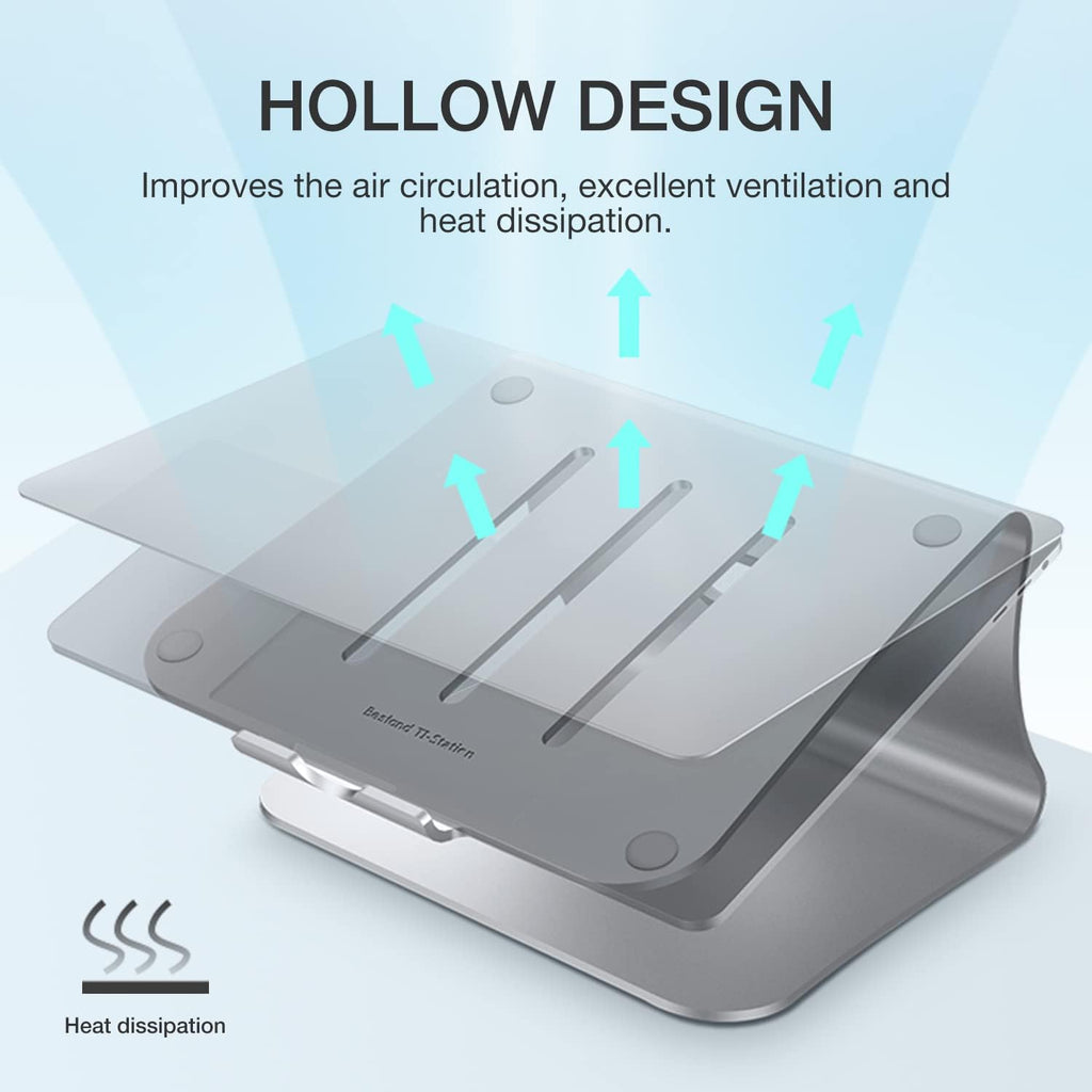 Soporte para portátil de aluminio con ventilación térmica, elevador para MacBook Air/Pro, Dell, HP, Lenovo, Microsoft Surface, Samsung de 11 a 16 pulgadas (color plateado espacial)