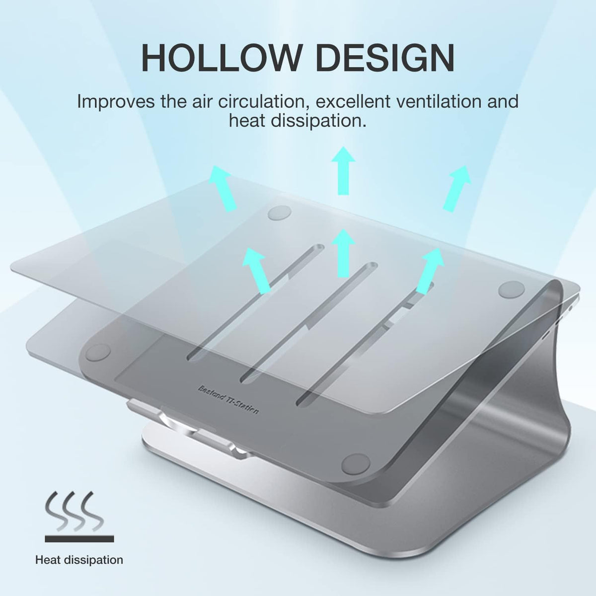 Soporte para portátil de aluminio con ventilación térmica, elevador para MacBook Air/Pro, Dell, HP, Lenovo, Microsoft Surface, Samsung de 11 a 16 pulgadas (color plateado espacial)