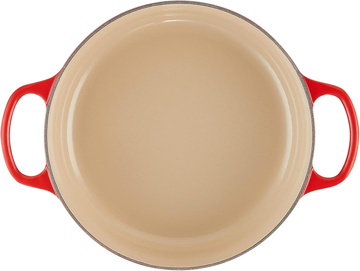 Le Creuset Horno holandés redondo ancho de hierro fundido esmaltado, 3.5 cuartos de galón., Cerise