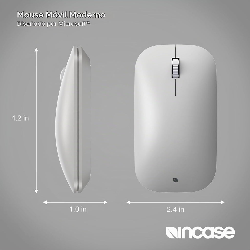 Incase Ratón móvil moderno diseñado por Microsoft, inalámbrico, platino