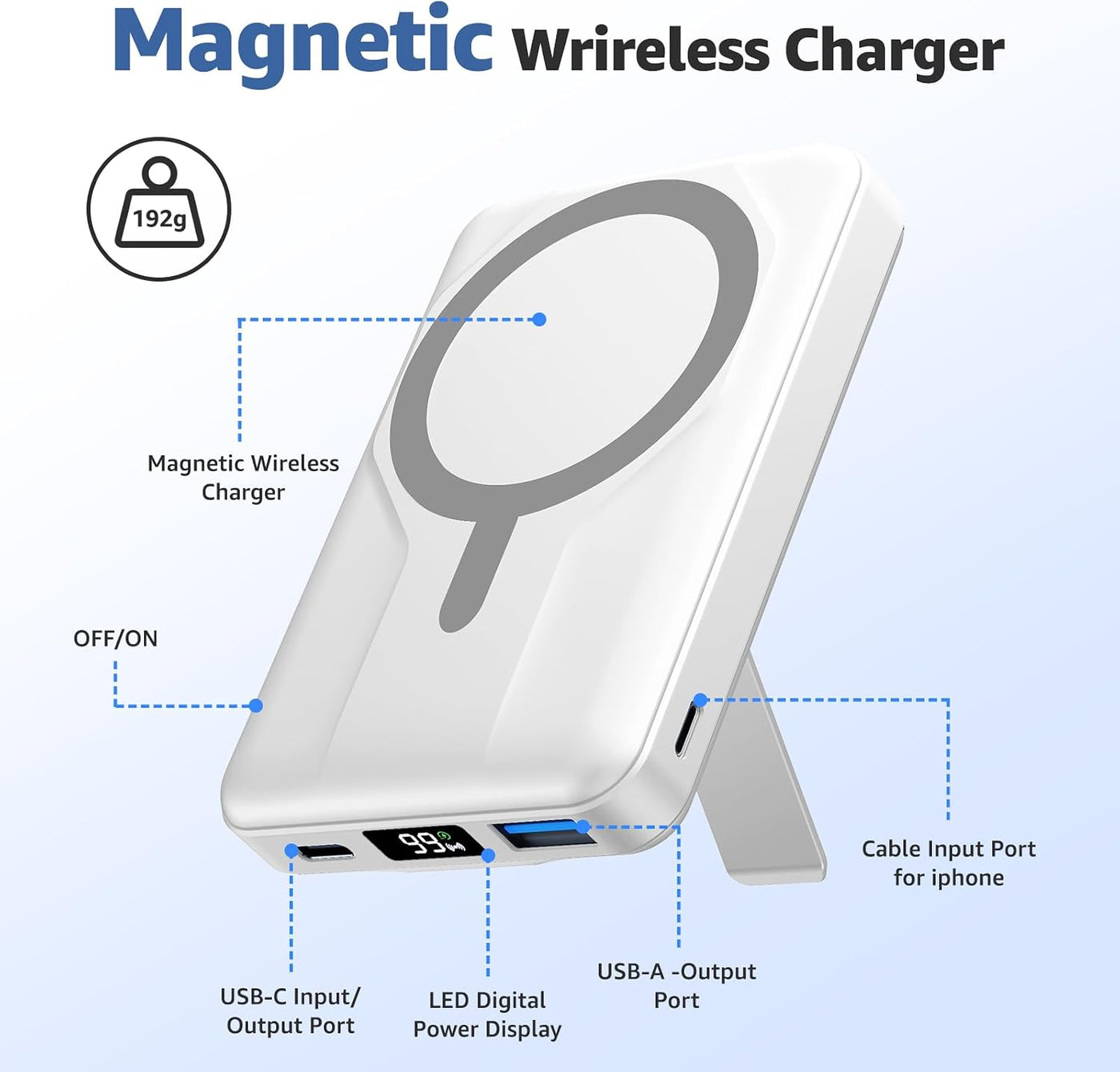 Azmuth Banco de energía magnético, 10000 mAh para batería MagSafe,...