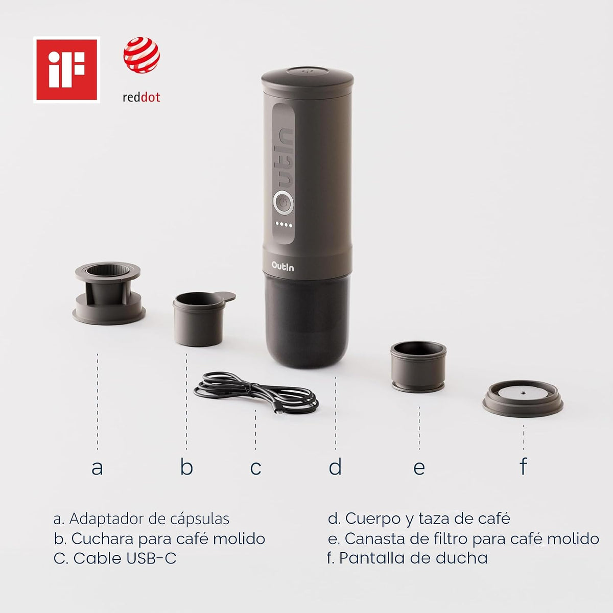 OutIn Juego completo Nano Máquina de espresso portátil con accesorios de doble disparo