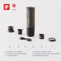 OutIn Nano Máquina de café espresso eléctrica portátil verde bosque con soporte de café con almohadilla de corcho