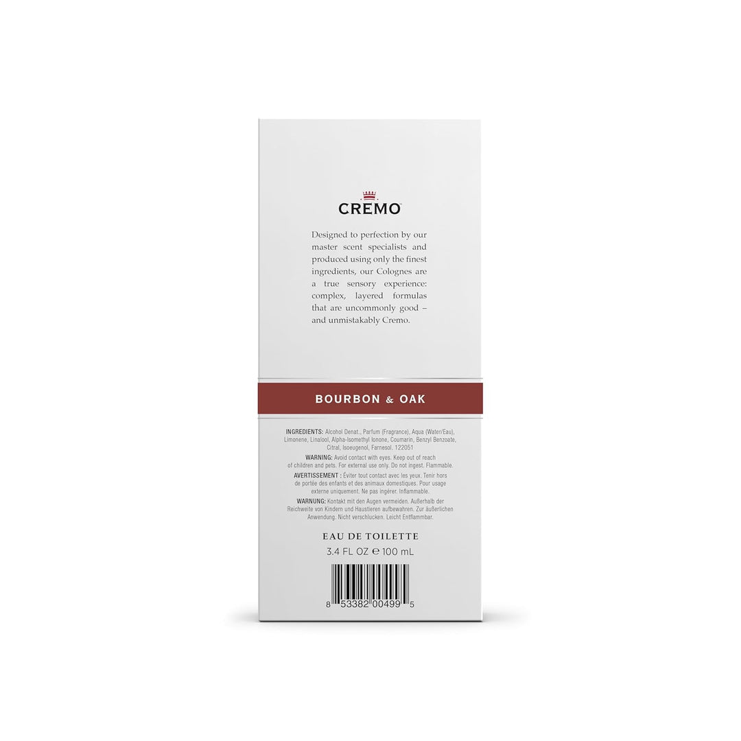 Cremo Cologne For Men Bourbon &amp; Oak - Spray de colonia para hom...