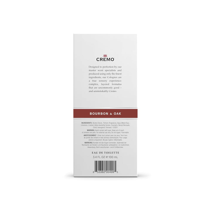 Cremo Cologne For Men Bourbon &amp; Oak - Spray de colonia para hom...