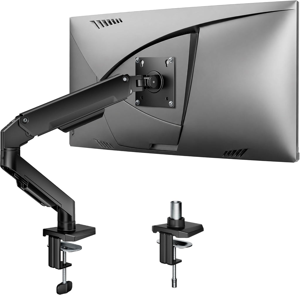 monTEK Brazo de monitor único de aluminio para pantallas de 17-32", soporta