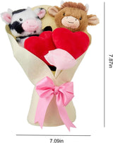 Ramo de regalo de peluche de vaca de las tierras altas del