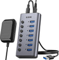 SSK, SHU0701, hub USB 3.0 de 7 puertos, alimentado, adaptador 12V/3A