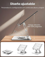 Soporte para Laptop para Escritorio Rotación Flexible 360°, Elevador de Laptop Ergonómico Ajustable con Soporte de Doble Barra, Soporte Portátil para Laptop para MacBook Air Pro, Dell XPS, HP
