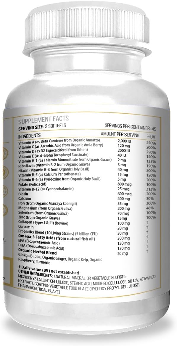 ACTIF Multivitamínico orgánico para mujeres mayores de 70 años con...