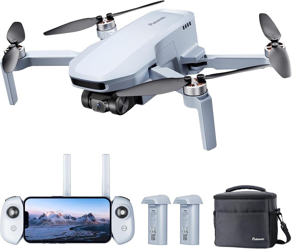 Potensic ATOM SE - Dron GPS con cámara EIS 4K, menos de 249g, 62 minutos de vuelo, transmisión FPV de 4KM, motor sin escobillas, velocidad máxima de 16m/s, retorno automático, dron ligero y plegable