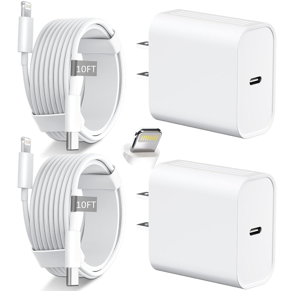 Cargador de carga rápida para iPhone 14, 13, 12, 11, cargador USB C de 20 W, bloque de carga rápida con cable USB C a Lightning de 10 pies de largo para iPhone 14/13/12/12 Pro Max/11/Xs Max/XR/X