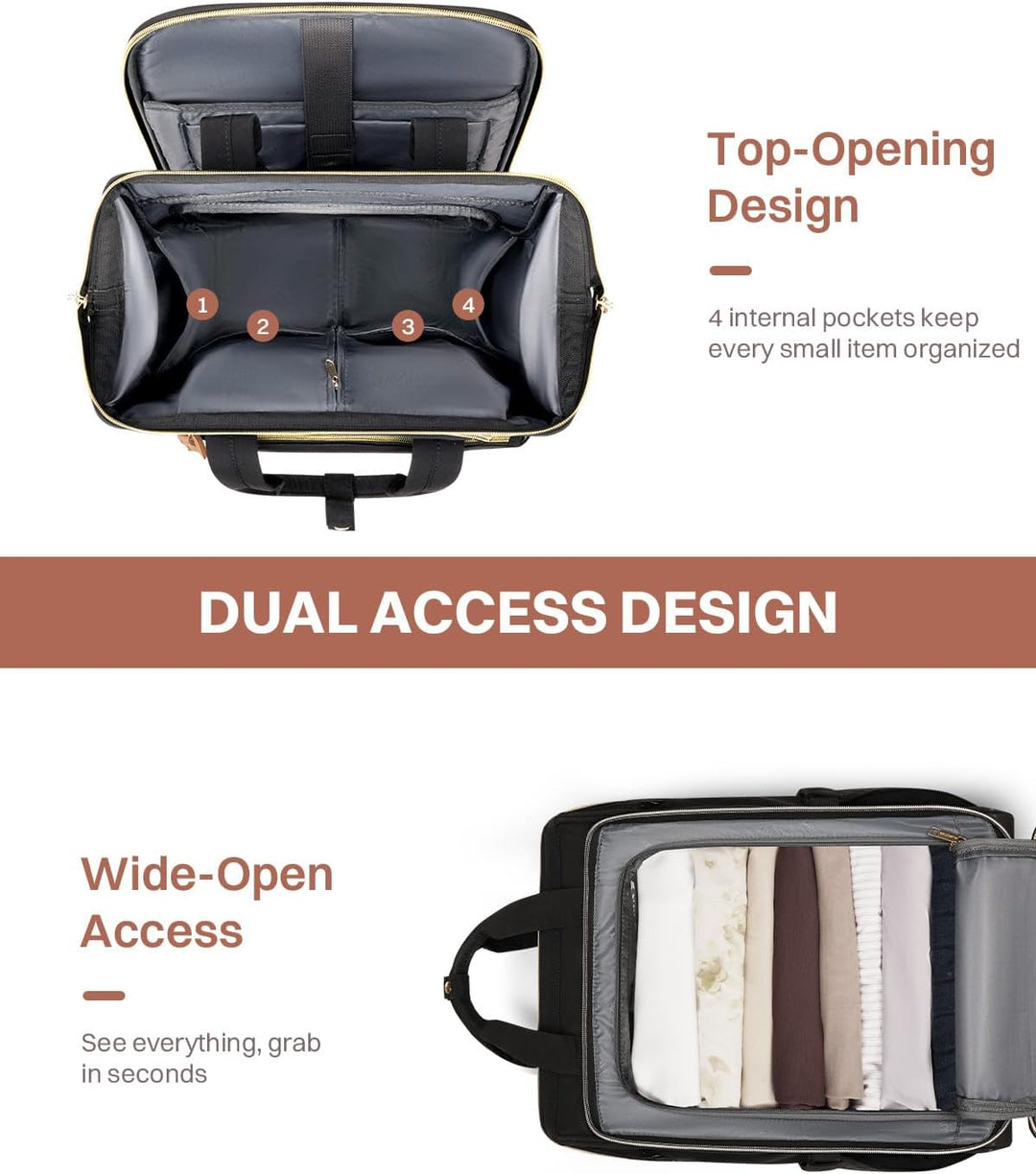AUROTIER Mochila Puffer con Ruedas para Mujeres, Mochila de Viaje c...