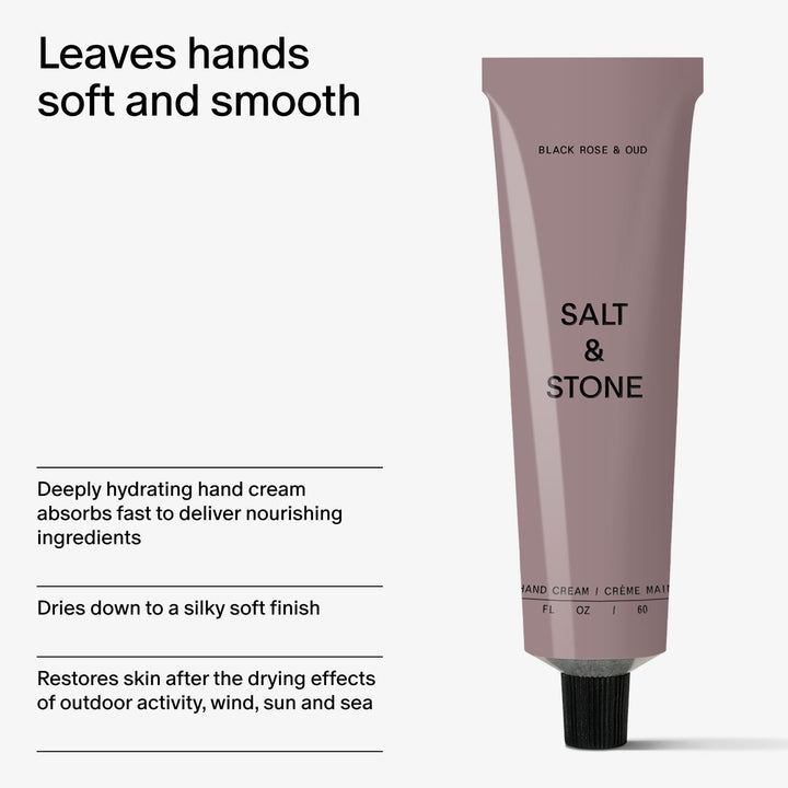 Salt &amp; Stone Crema de manos para mujeres y hombres | Rosa negra...