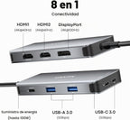 UANTIN - Estación de acoplamiento USB C con monitor dual, estación de acoplamiento para laptop 3 monitores