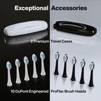 Aquasonic Duo Series PRO - Juego de cepillos de dientes eléctricos ultrablanqueadores - 5 modos y temporizadores inteligentes - Estuches de viaje premium y 10 cabezales de cepillo Proflex - Cepillos