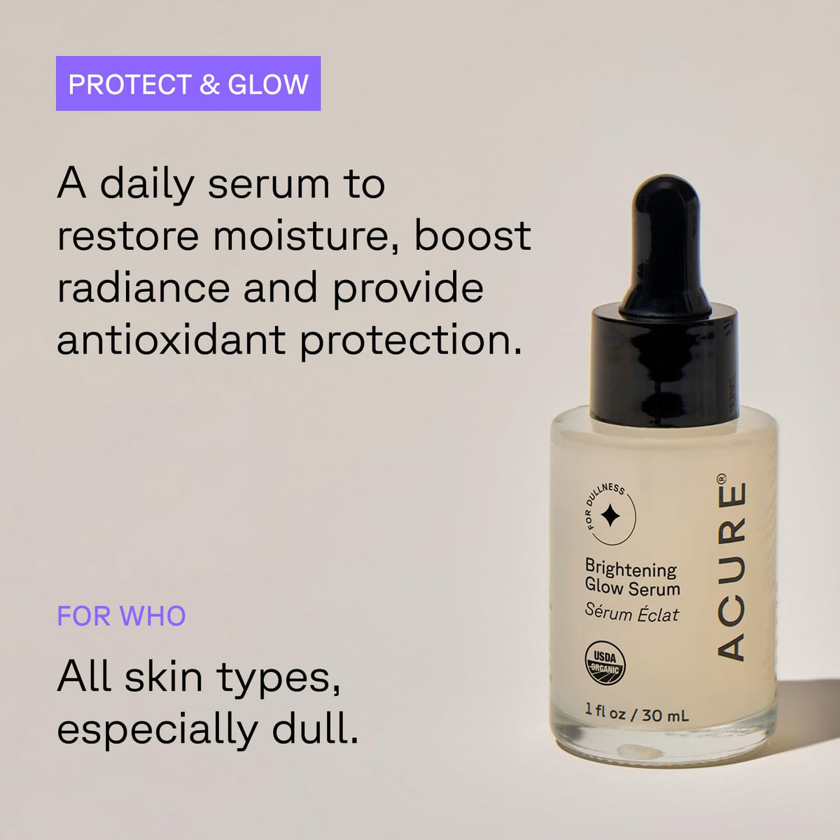Sérum facial reafirmante Acure, 1 onzas