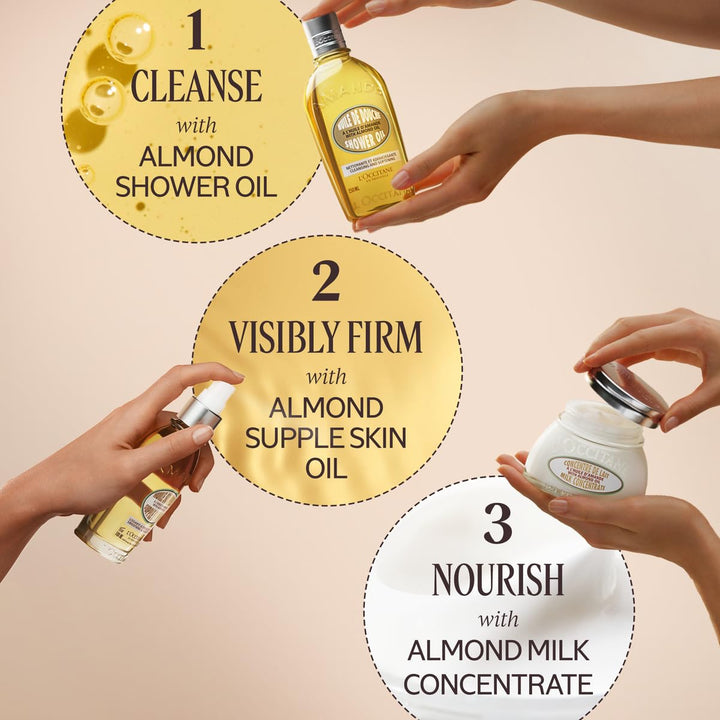L'OCCITANE Aceite de ducha de almendra limpiador y suavizante,...