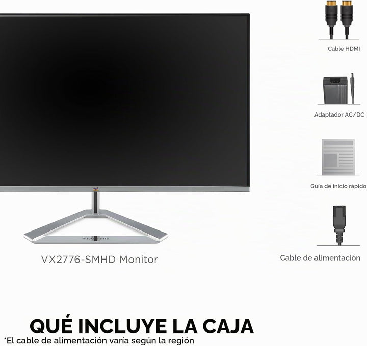 Monitor ViewSonic LED VX2276-SMHD, 22 pulgadas, diseño sin marco, u...