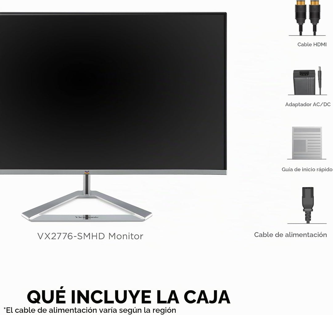 Monitor ViewSonic LED VX2276-SMHD, 22 pulgadas, diseño sin marco, u...