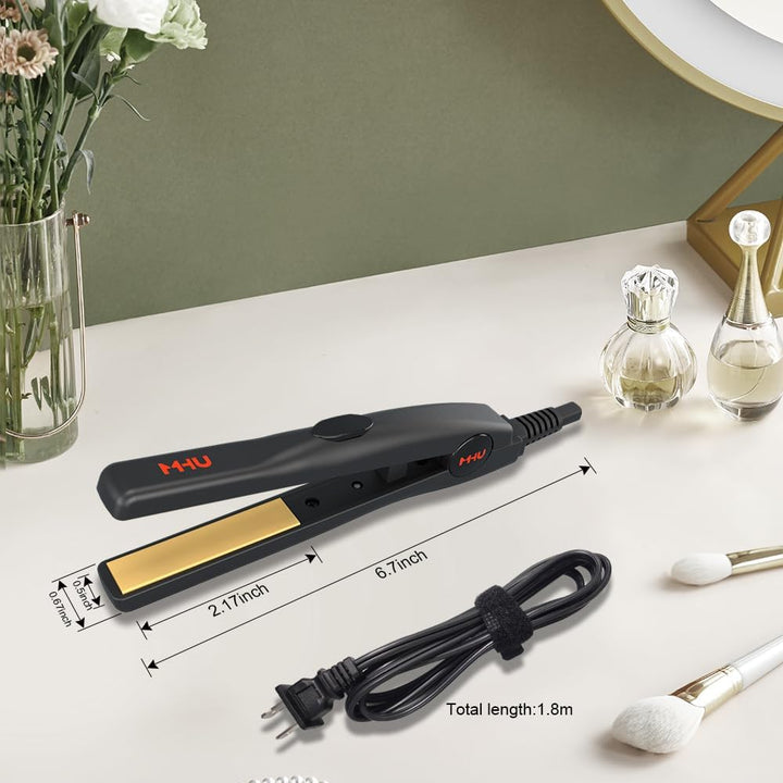 Mini plancha de pelo de 1\/2 pulgada para cabello corto\/rizos, pla...