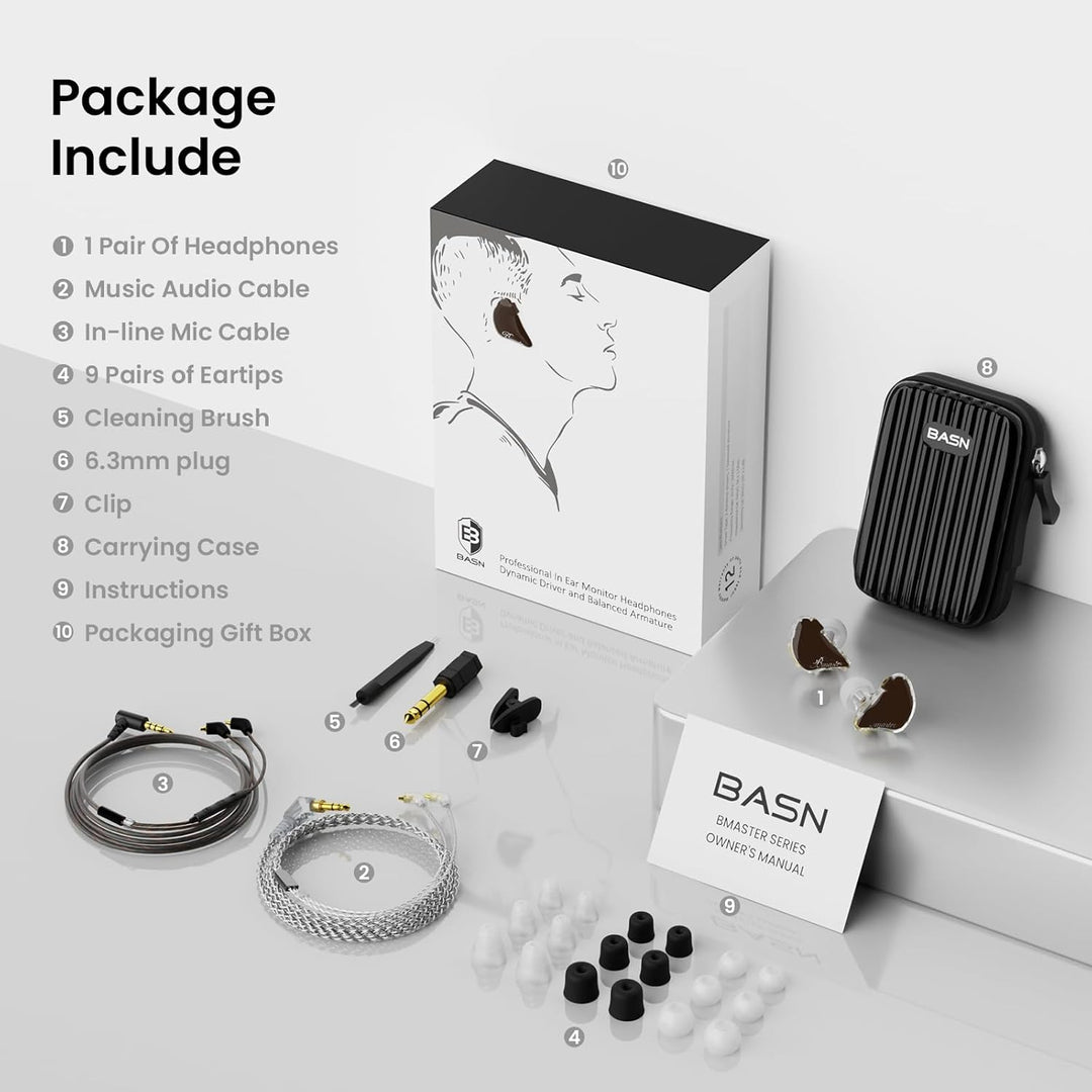BASN - Auriculares de monitor intrauditivo, auriculares IEM de trip...