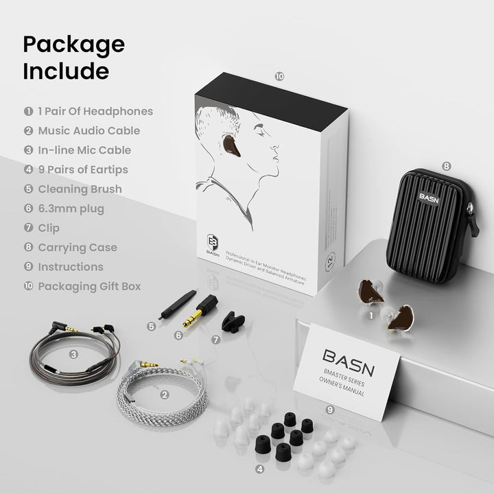 BASN - Auriculares de monitor intrauditivo, auriculares IEM de trip...