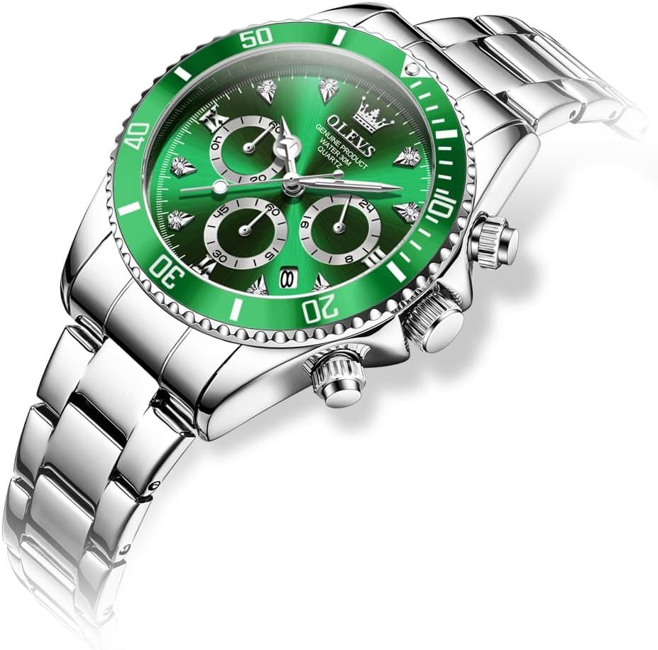 OLEVS Mujer Relojes Analógicos de Diamante de Cuarzo con Correa de Acero Inoxidable y Cronógrafo