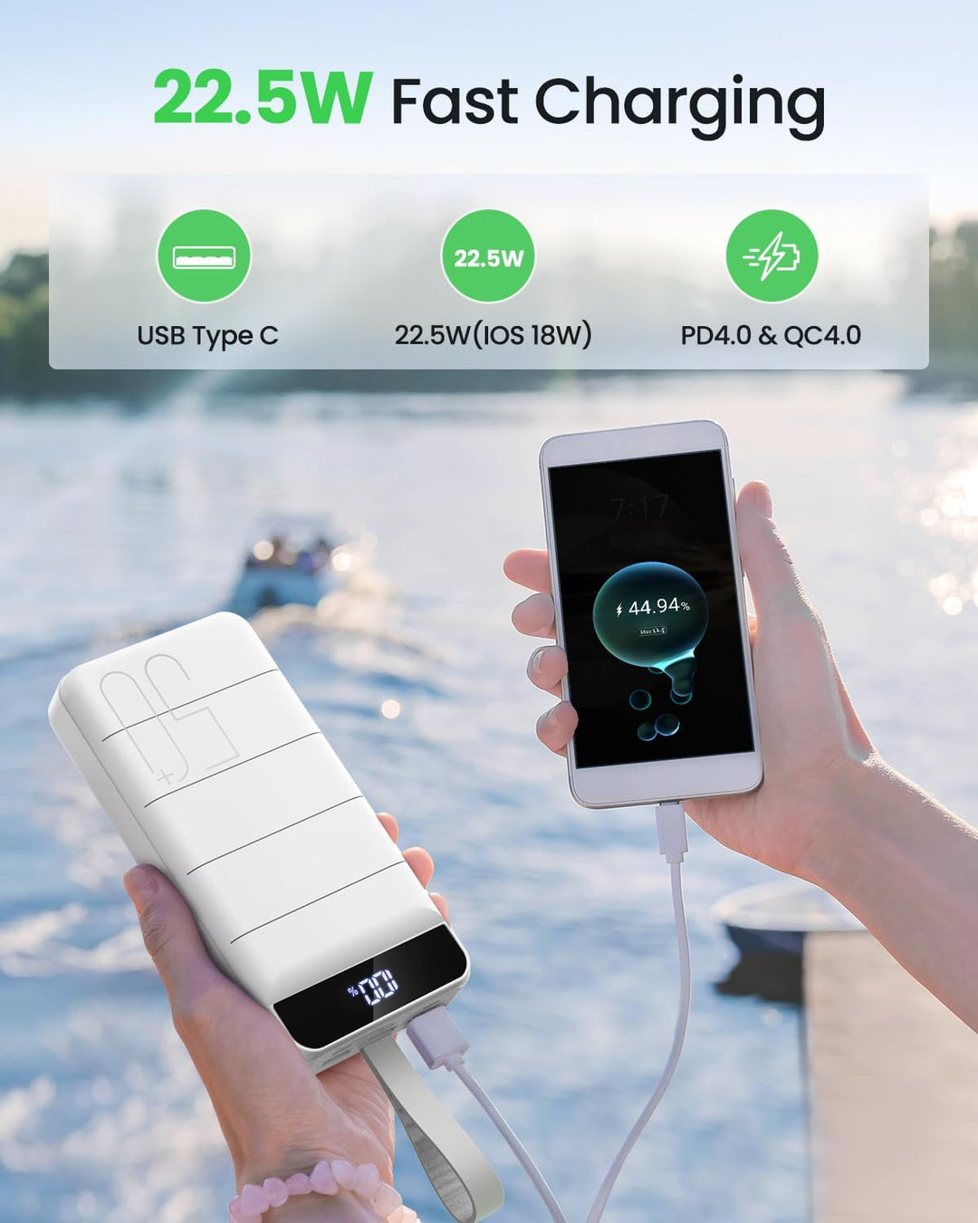 DAOLOT Banco de energía de carga rápida 50000mAh - 22.5W cargador p...