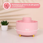 SKYDUE Accesorios de escritorio rosa 10 piezas, porta lapices giratorio para escritorio, engrapadora, removedor de grapas, dispensador de cinta, 2 piezas de recarga de cinta, juego de clips de papel