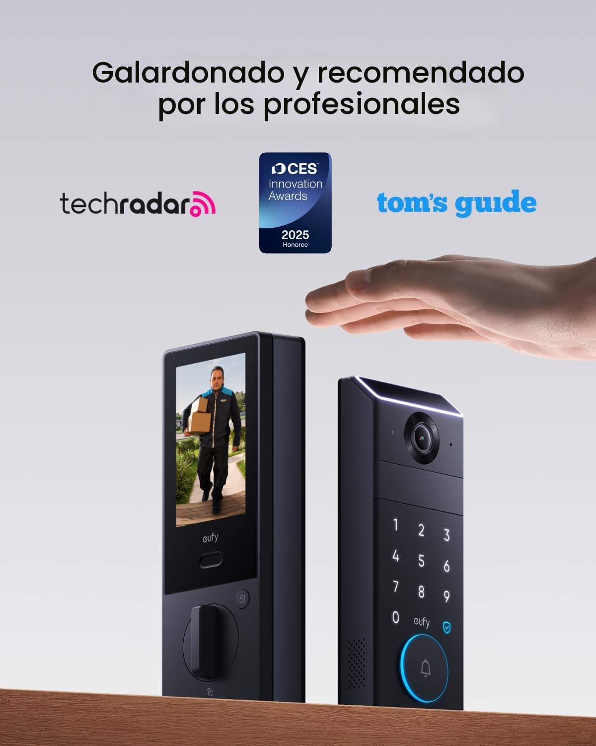 eufy FamiLock S3 Max Cerradura Inteligente, Vena de palma + video + pantalla trasera