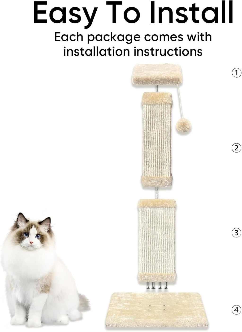 Rascador para gatos de interior, rascador de sisal para gatos de 32